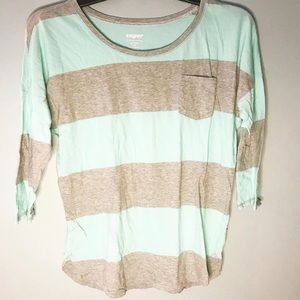 green + grey striped tee